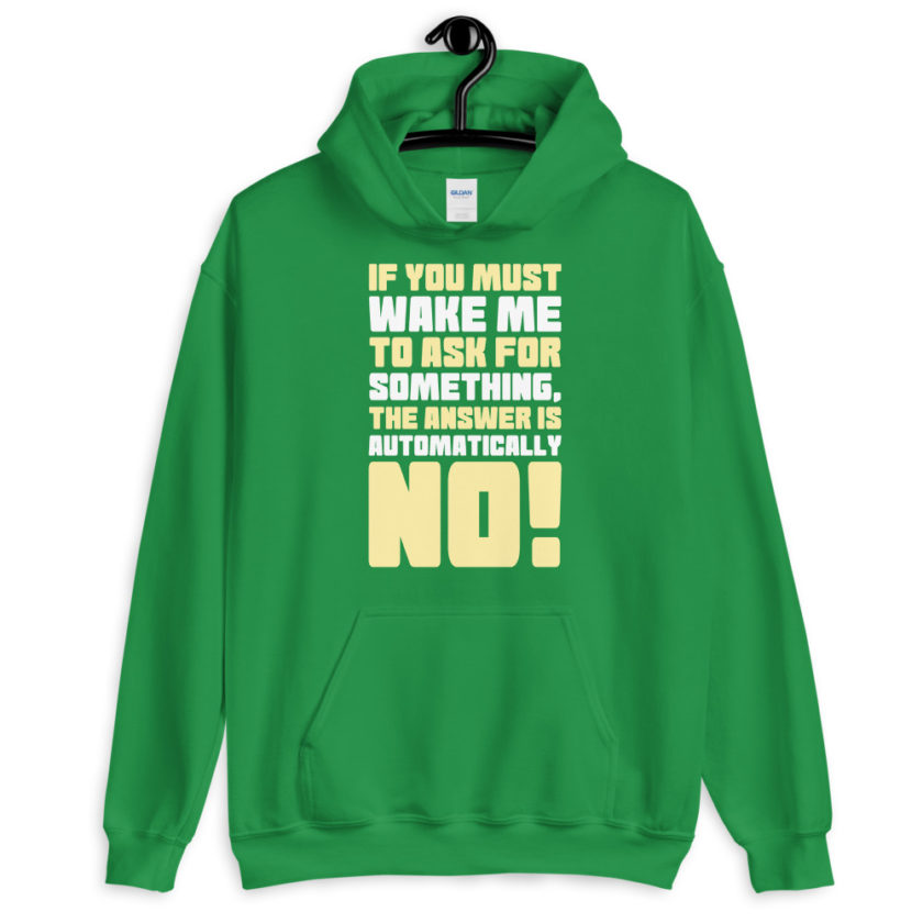 If you must wake me to ask for something the answer is automatically no!  Unisex Hoodie - Image 8