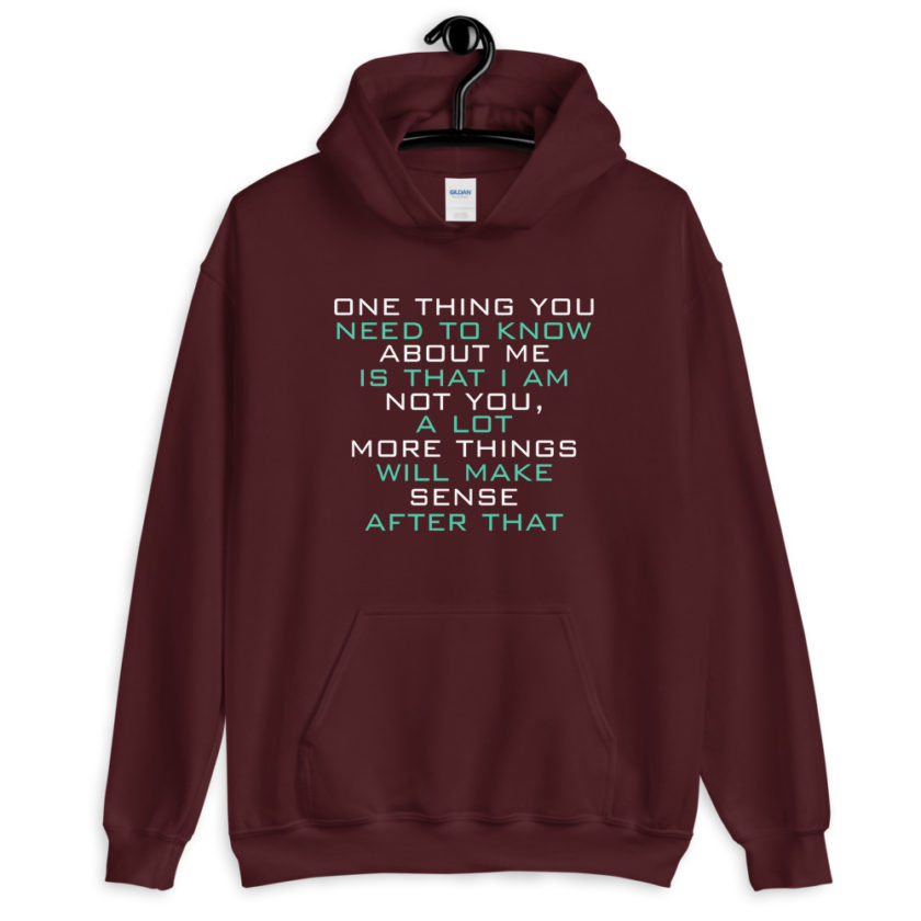 One thing you need to know about me is that I am not you, a lot more things will make sense after that  Unisex Hoodie - Image 4