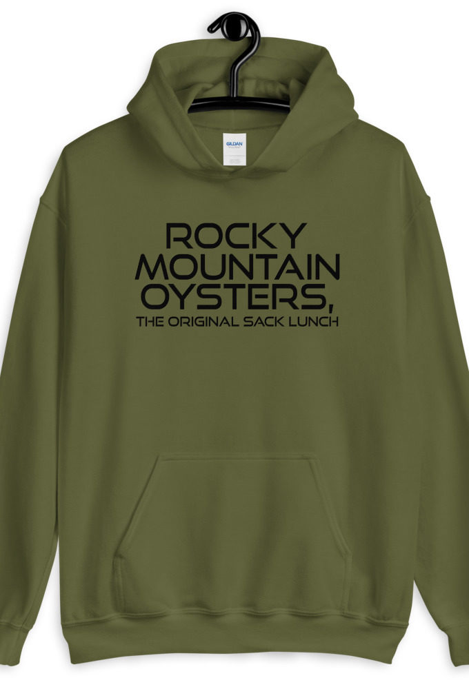 Rocky Mountain Oysters, the original sack lunch.  Unisex Hoodie