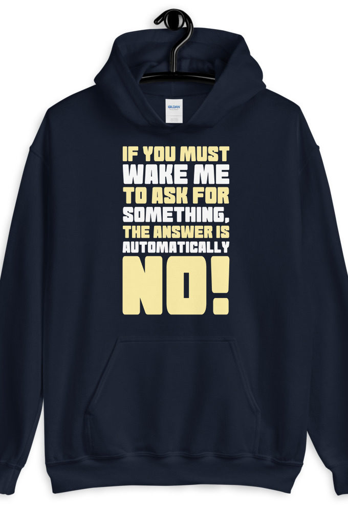 If you must wake me to ask for something the answer is automatically no!  Unisex Hoodie