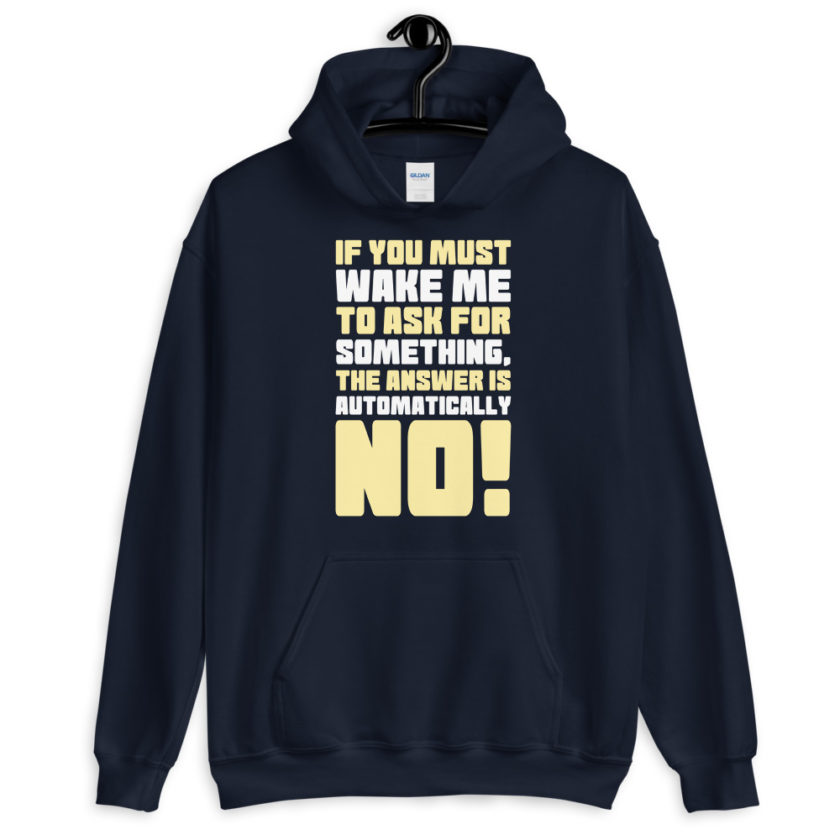 If you must wake me to ask for something the answer is automatically no!  Unisex Hoodie