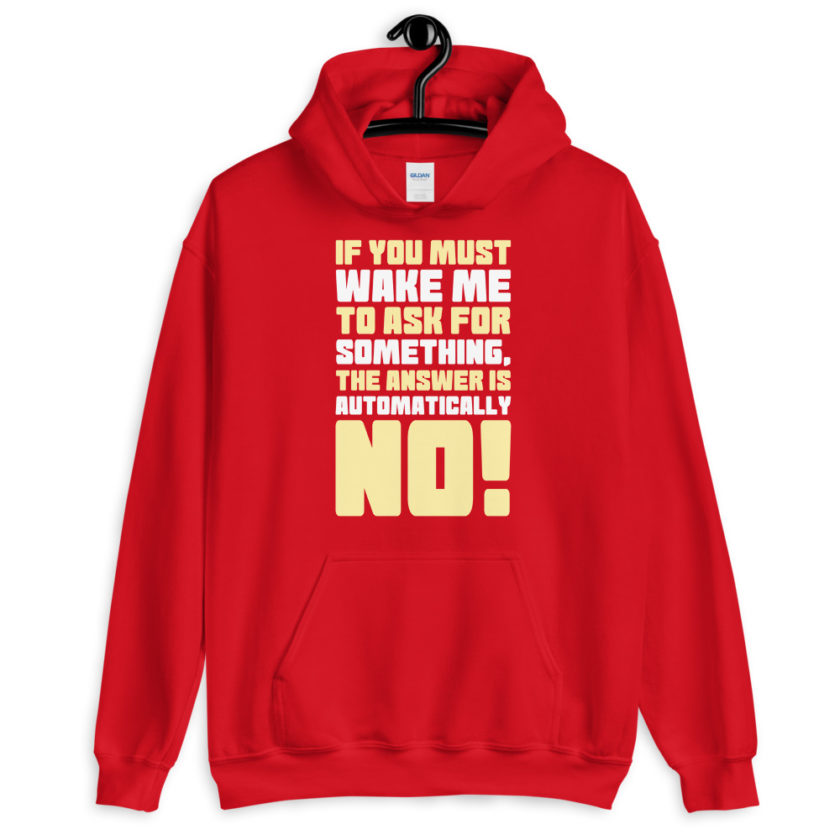 If you must wake me to ask for something the answer is automatically no!  Unisex Hoodie - Image 4
