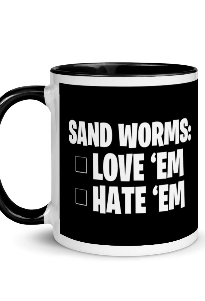 Sand Worms: Love Em Hate em Mug with Color Inside