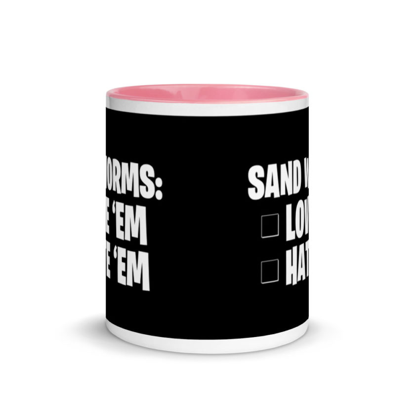 Sand Worms: Love Em Hate em Mug with Color Inside - Image 14