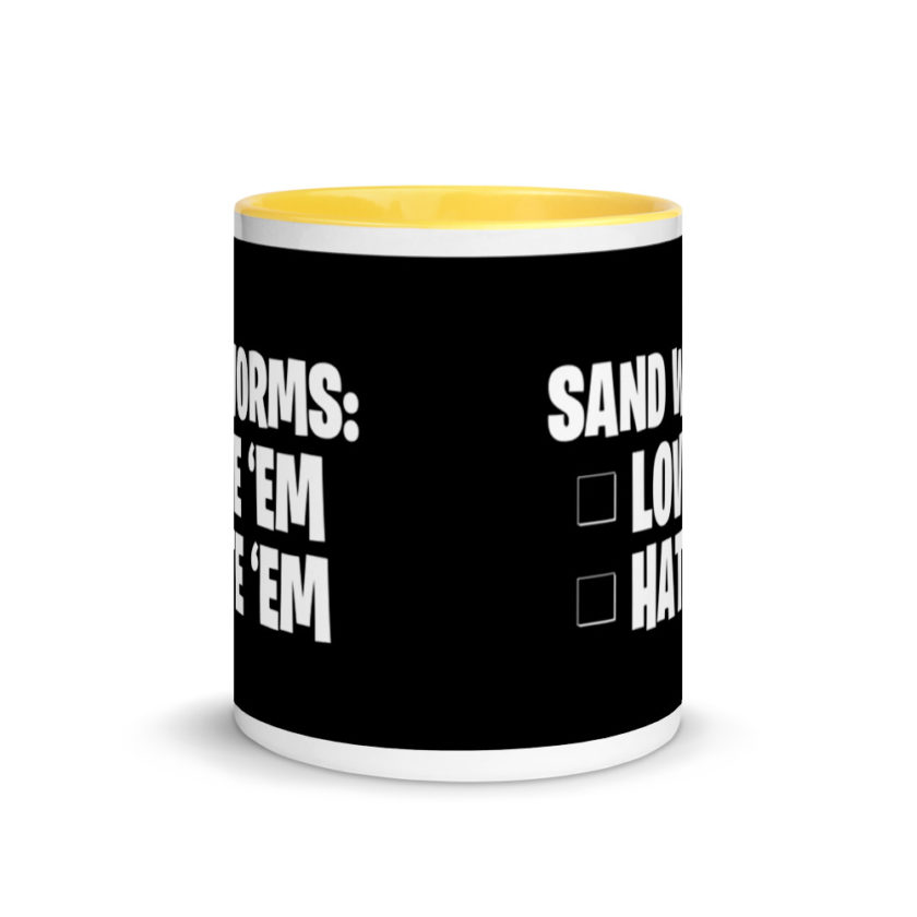 Sand Worms: Love Em Hate em Mug with Color Inside - Image 17