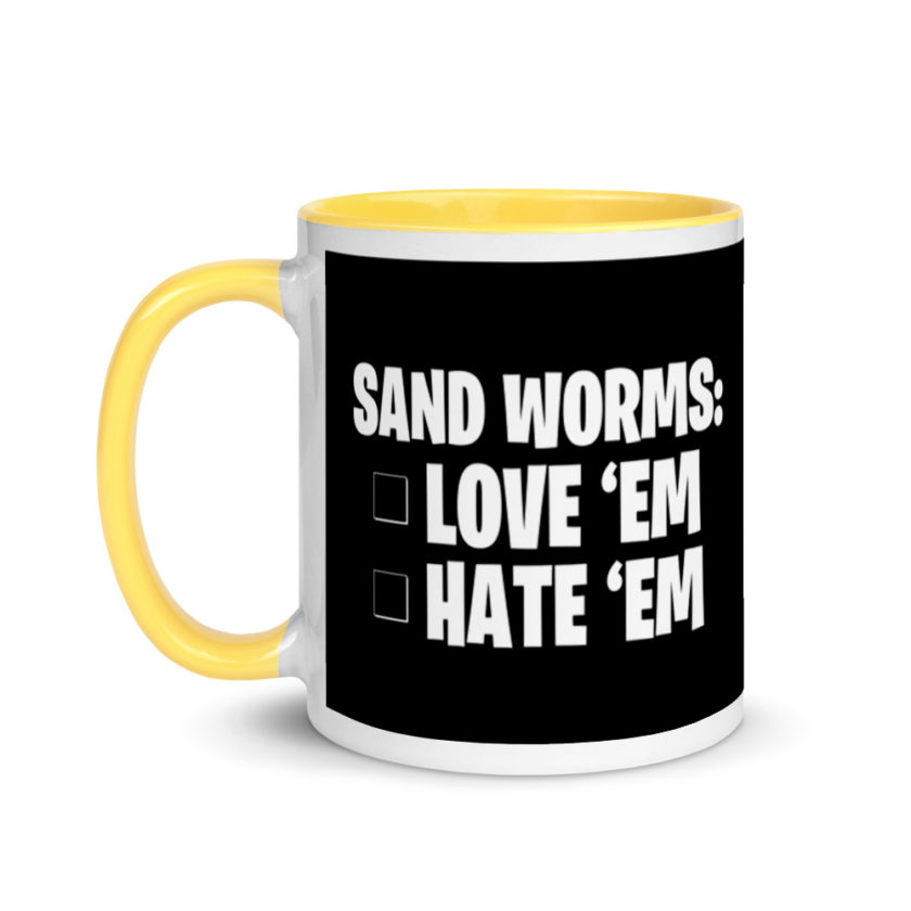 Sand Worms: Love Em Hate em Mug with Color Inside - Image 18