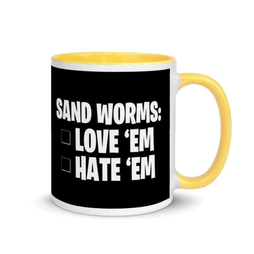 Sand Worms: Love Em Hate em Mug with Color Inside - Image 16