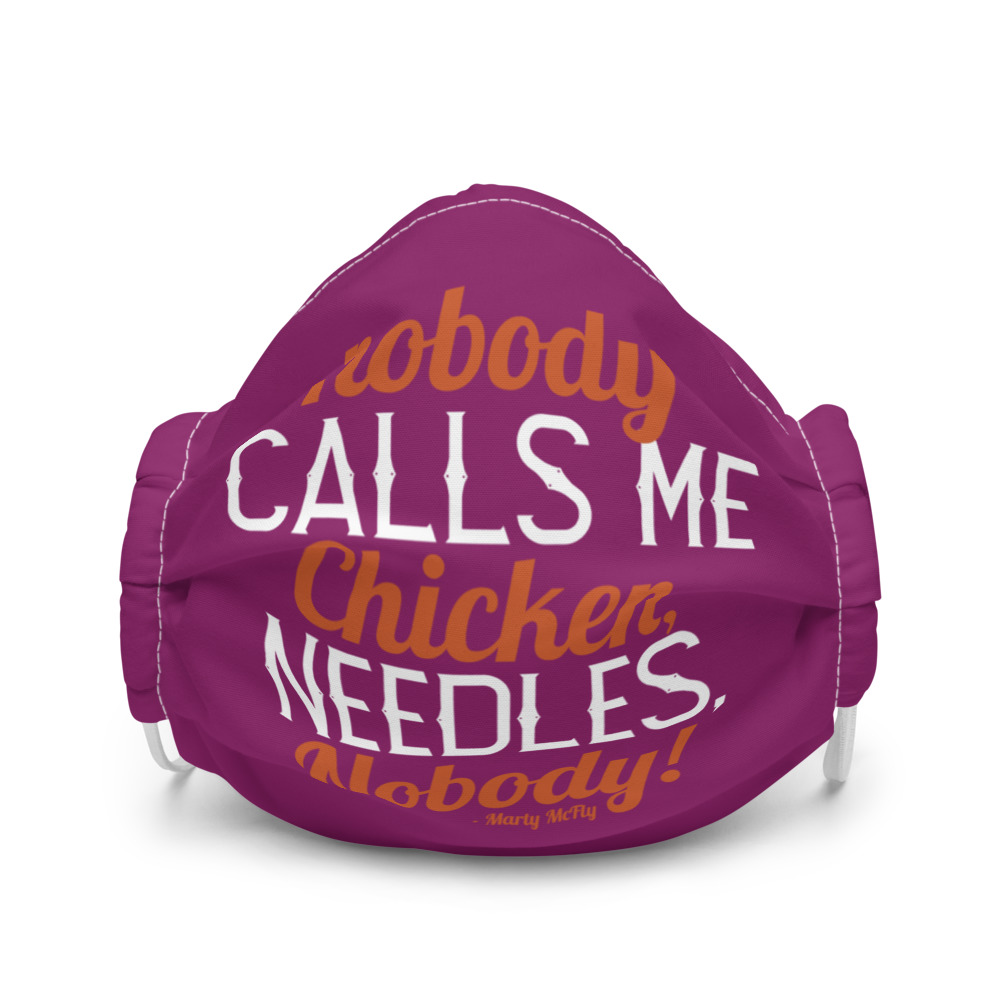 Nobody calls me chicken needles, nobody! - Marty McFly Premium face mask - Image 4