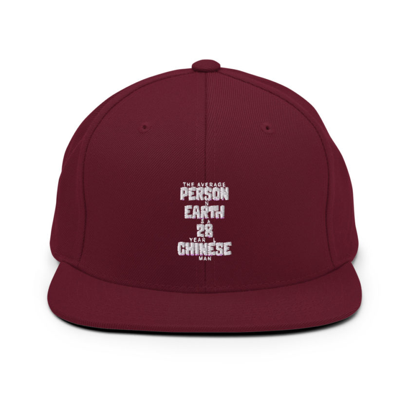 The average person on earth is a 28 year old Chinese man Snapback Hat - Image 8