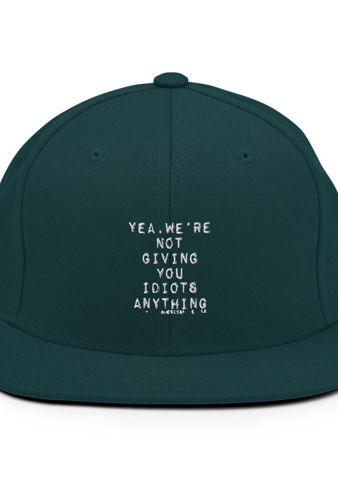Yea, We're not giving you idiots anything  Snapback Hat