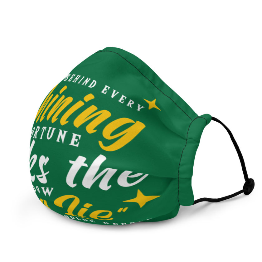 Behind every shining fortune lurks the shadow of a lie Bender Premium face mask - Image 4