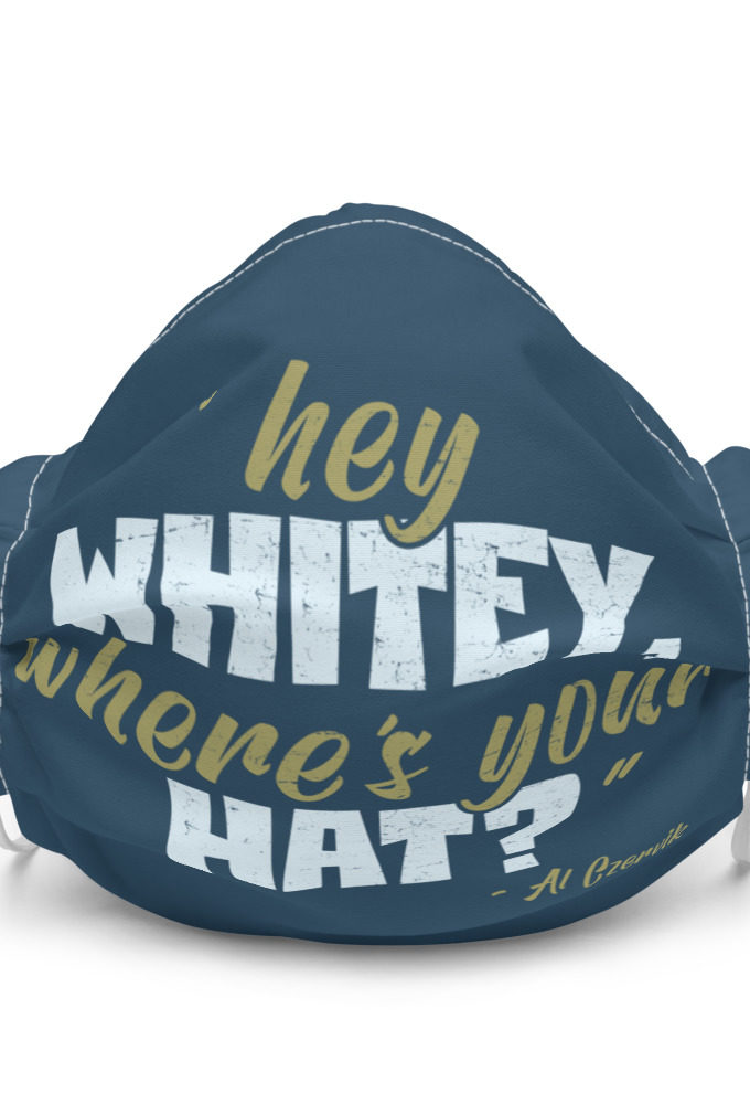 Hey whitey where's your hat? Premium face mask