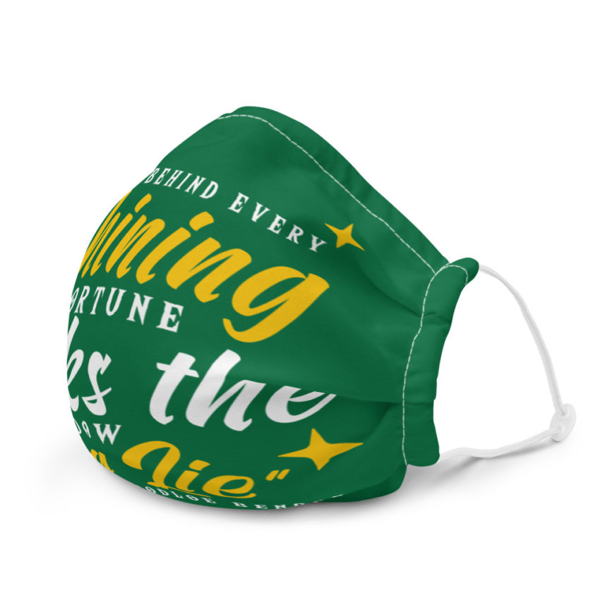 Behind every shining fortune lurks the shadow of a lie Bender Premium face mask - Image 6