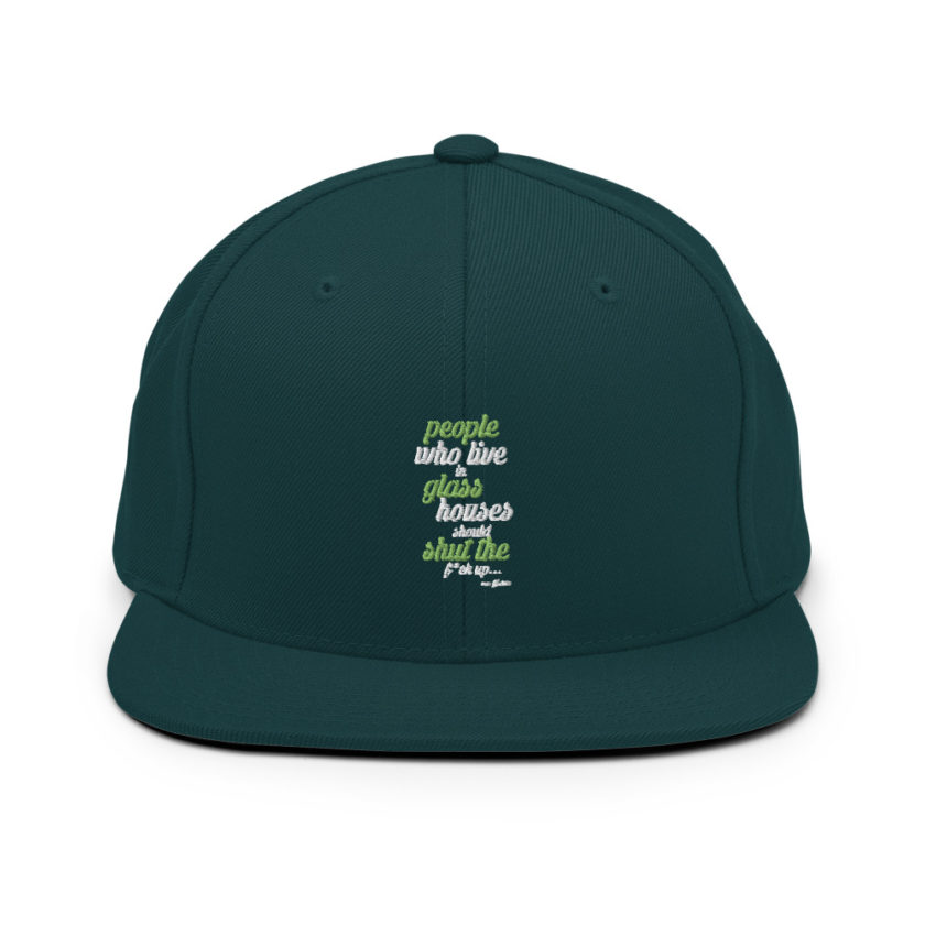 People who live in glass houses should shut the fuck up...halladay Snapback Hat - Image 11