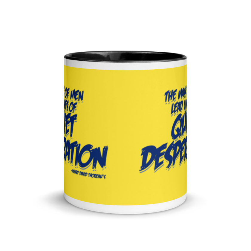 The mass of men lead lives of quiet desperation -Henry David Thoreau Mug with Color Inside - Image 3