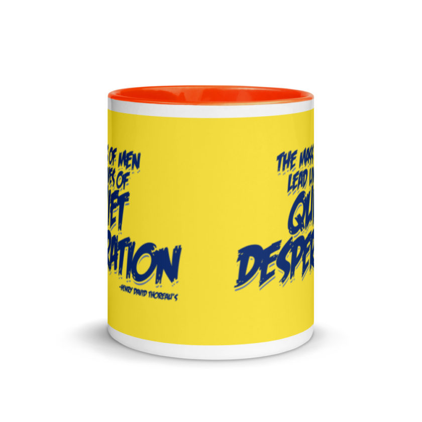 The mass of men lead lives of quiet desperation -Henry David Thoreau Mug with Color Inside - Image 9
