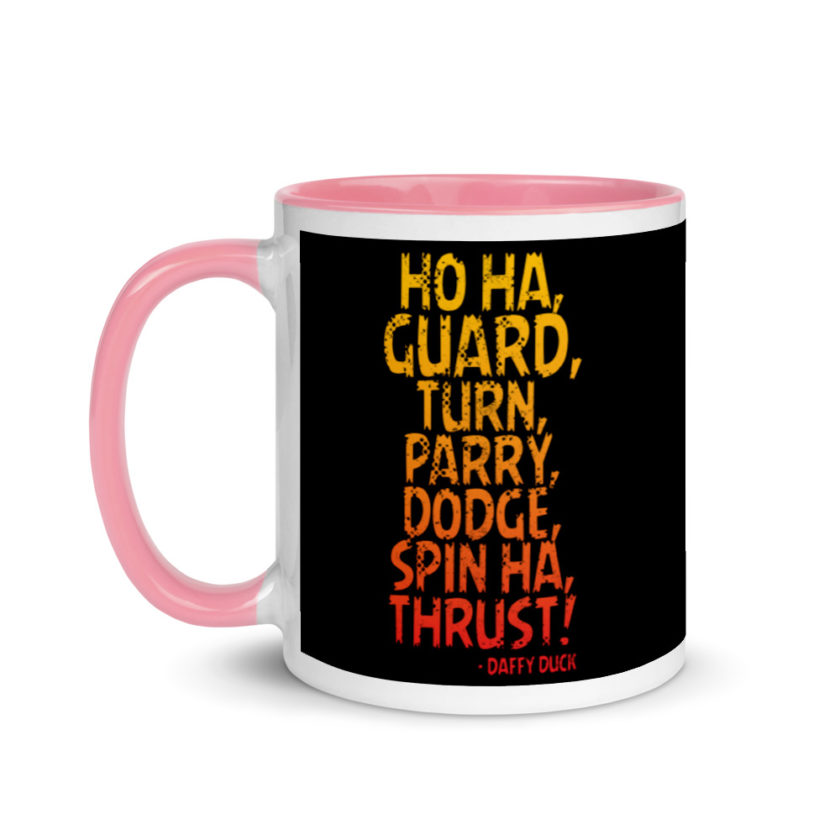 Ho ha, guard, turn, parry, dodge, spin ha, thrust! - Daffy Duck Mug with Color Inside - Image 15