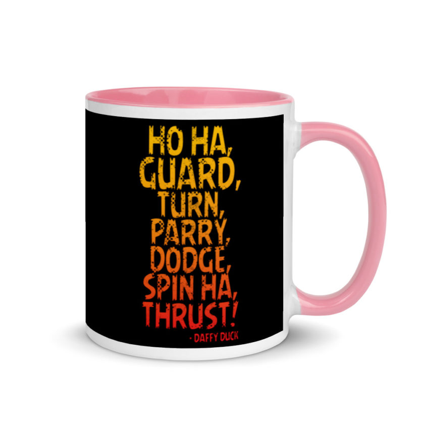 Ho ha, guard, turn, parry, dodge, spin ha, thrust! - Daffy Duck Mug with Color Inside - Image 13