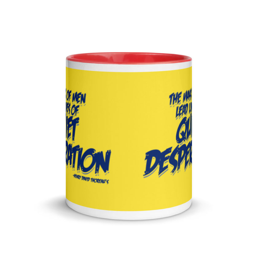 The mass of men lead lives of quiet desperation -Henry David Thoreau Mug with Color Inside - Image 6