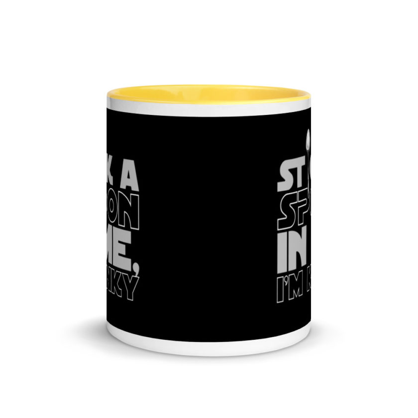 Stick a spoon in me, I'm kinky.  Mug with Color Inside - Image 17