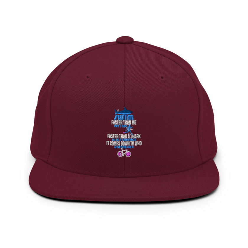 A shark can swim faster than me but I can run faster than a shark so in a triathlon it comes down to the better cyclist Snapback Hat - Image 7