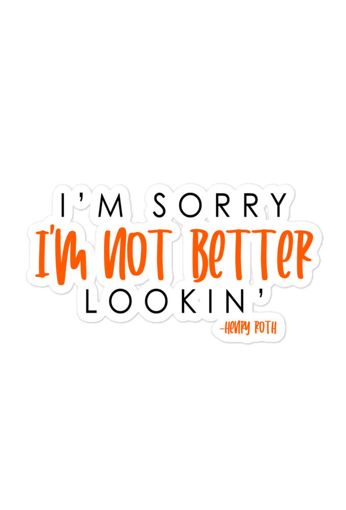 I'm sorry I'm not better lookin  Bubble-free stickers