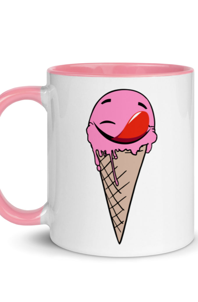 Self licking ice cream cone Mug with Color Inside