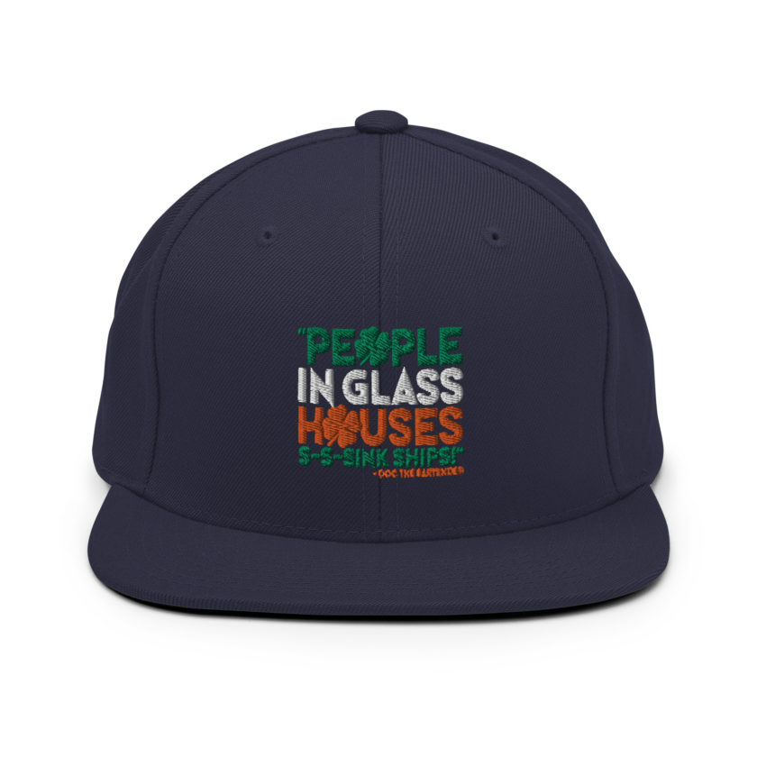 People in glass houses s-s-sink ships! Doc The Bartender Snapback Hat - Image 10