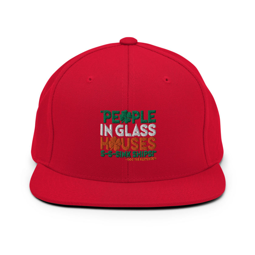 People in glass houses s-s-sink ships! Doc The Bartender Snapback Hat - Image 13