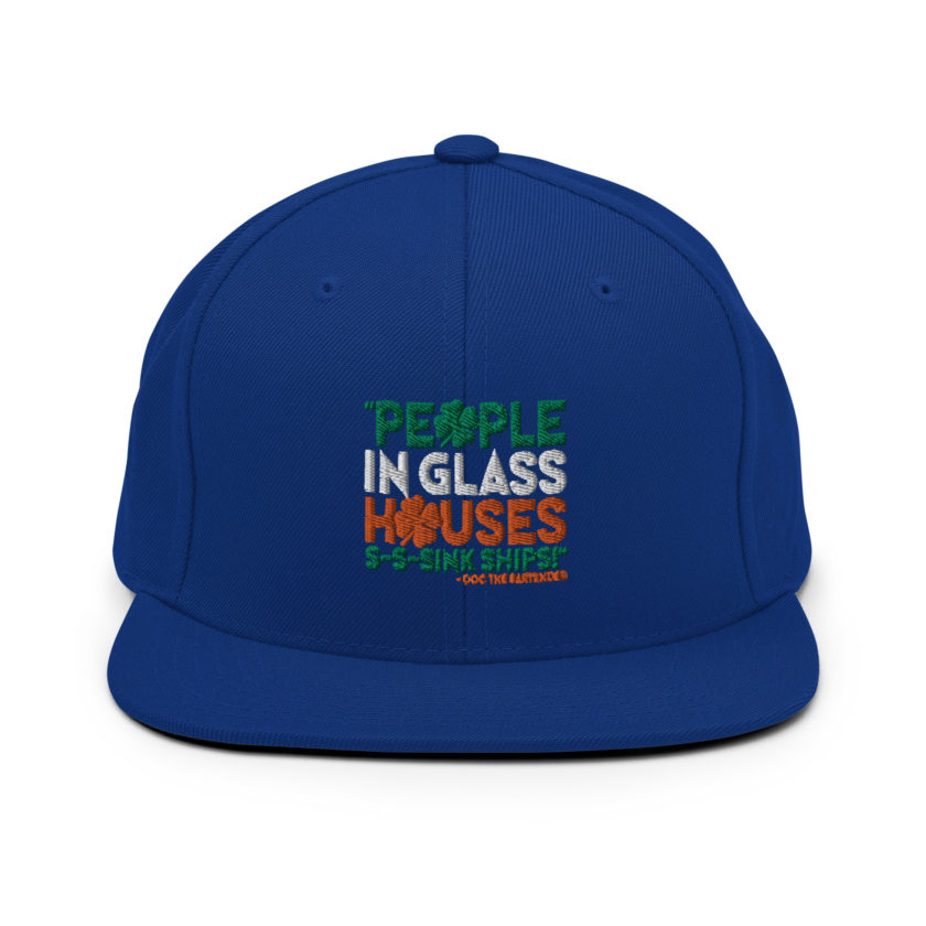 People in glass houses s-s-sink ships! Doc The Bartender Snapback Hat - Image 9