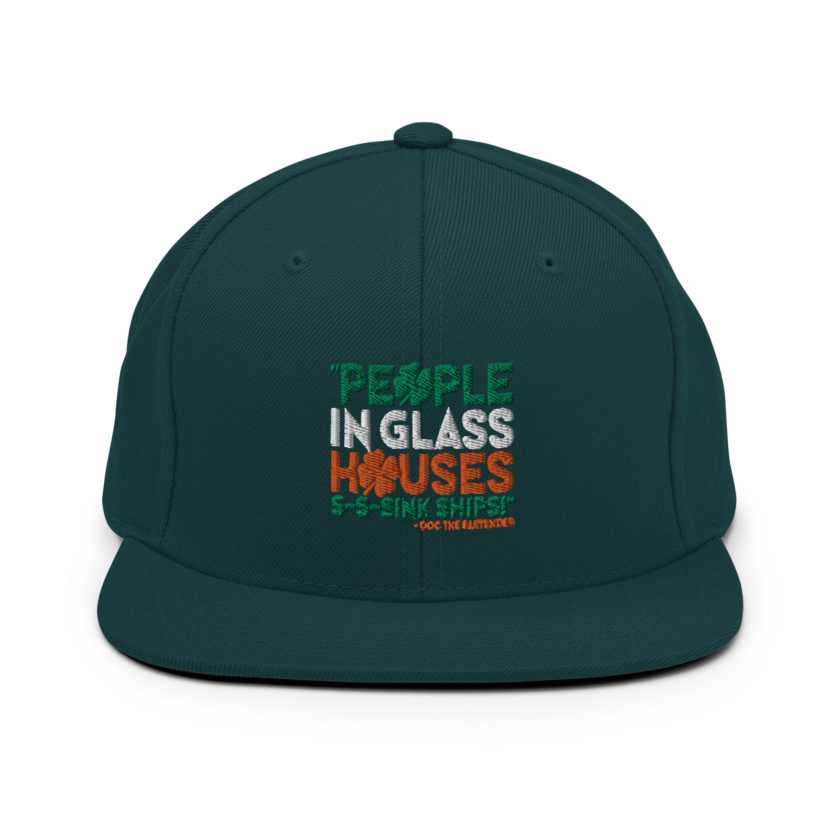 People in glass houses s-s-sink ships! Doc The Bartender Snapback Hat - Image 12