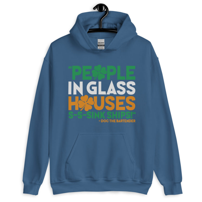 People in glass houses s-s-sink ships! Doc The Bartender Unisex Hoodie - Image 7