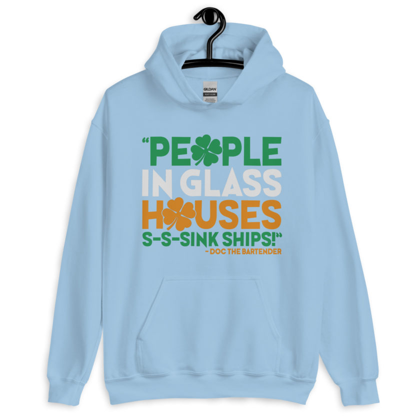 People in glass houses s-s-sink ships! Doc The Bartender Unisex Hoodie - Image 8