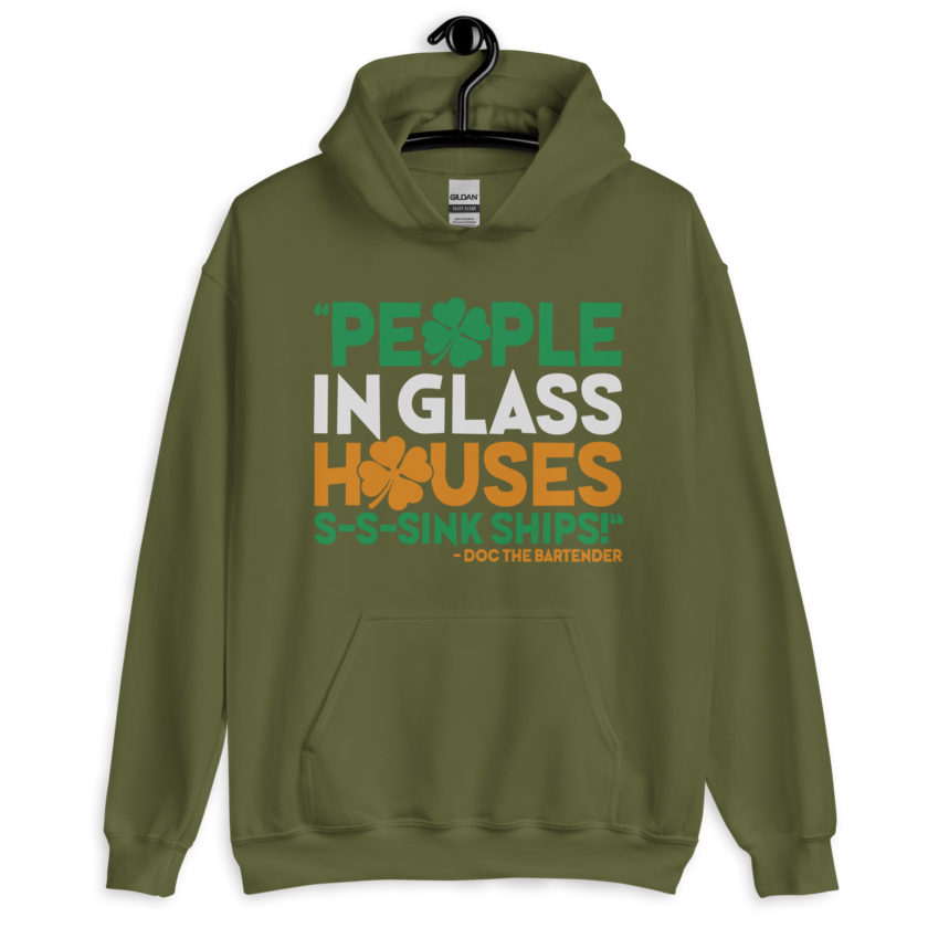 People in glass houses s-s-sink ships! Doc The Bartender Unisex Hoodie