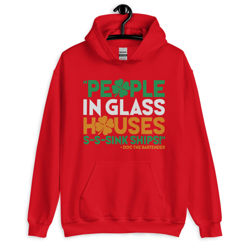 People in glass houses s-s-sink ships! Doc The Bartender Unisex Hoodie - Image 5