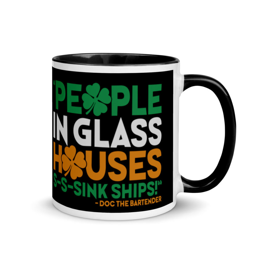 People in glass houses s-s-sink ships! Doc The Bartender Mug with Color Inside - Image 2