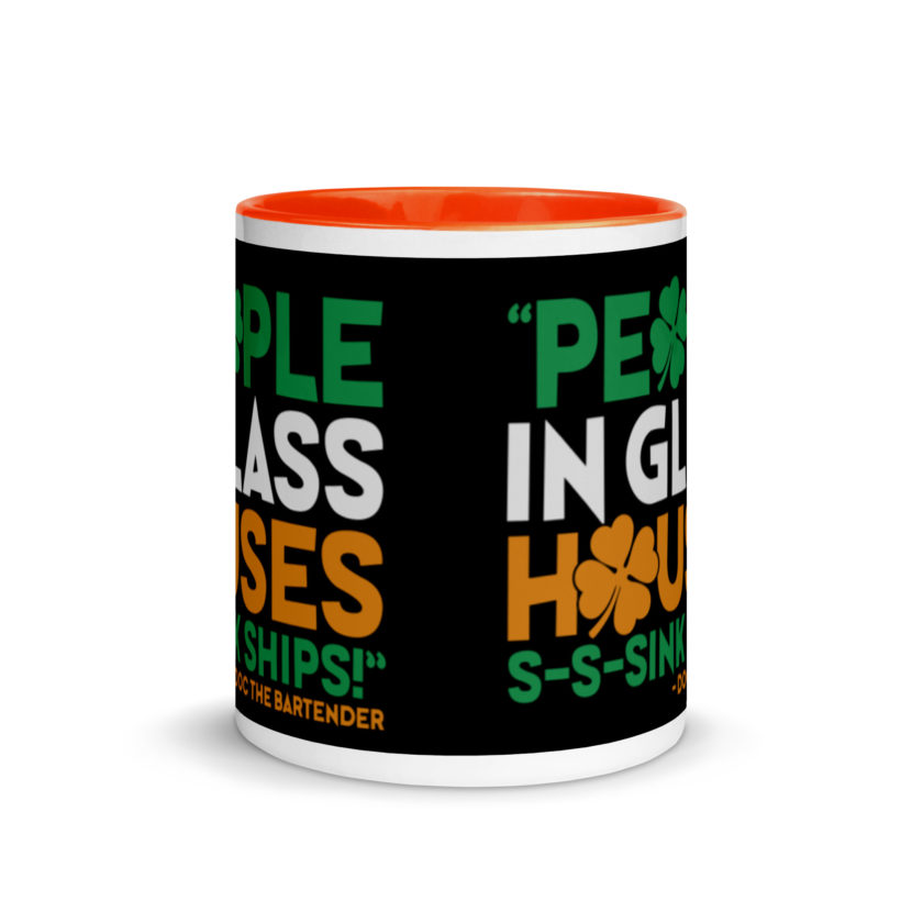 People in glass houses s-s-sink ships! Doc The Bartender Mug with Color Inside - Image 8