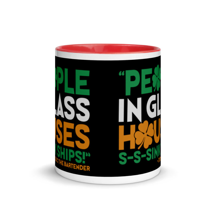 People in glass houses s-s-sink ships! Doc The Bartender Mug with Color Inside - Image 5