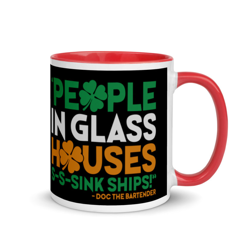 People in glass houses s-s-sink ships! Doc The Bartender Mug with Color Inside - Image 4