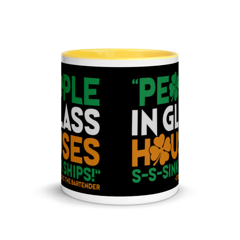 People in glass houses s-s-sink ships! Doc The Bartender Mug with Color Inside - Image 17
