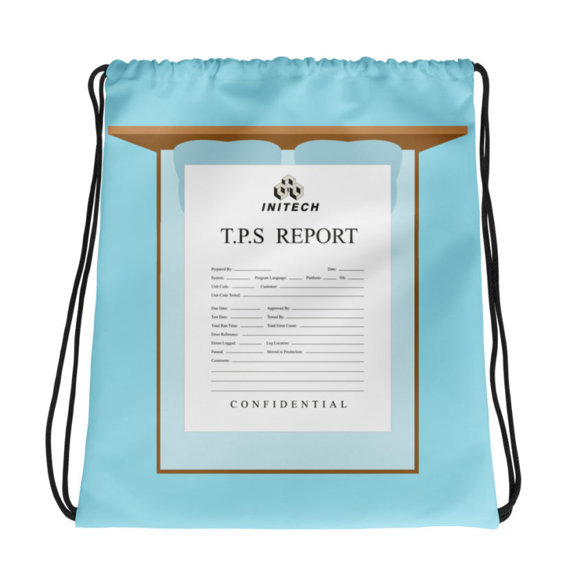 TPS reports with a cover sheet, Office Space Drawstring bag