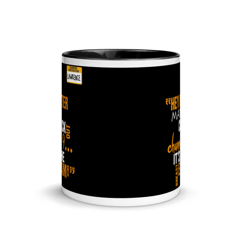 Hey Peter man, check out channel 9...its the breast exam! - Lawrence, Office Space Mug with Color Inside - Image 3