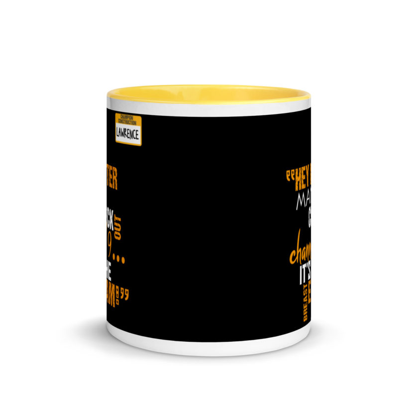 Hey Peter man, check out channel 9...its the breast exam! - Lawrence, Office Space Mug with Color Inside - Image 17