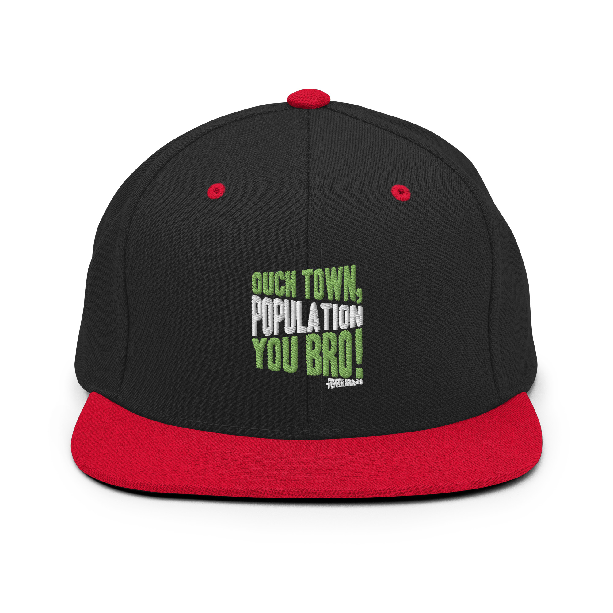 Ouch town, population you Bro! -Pepper Brooks, Dodgeball Snapback Hat - Image 4