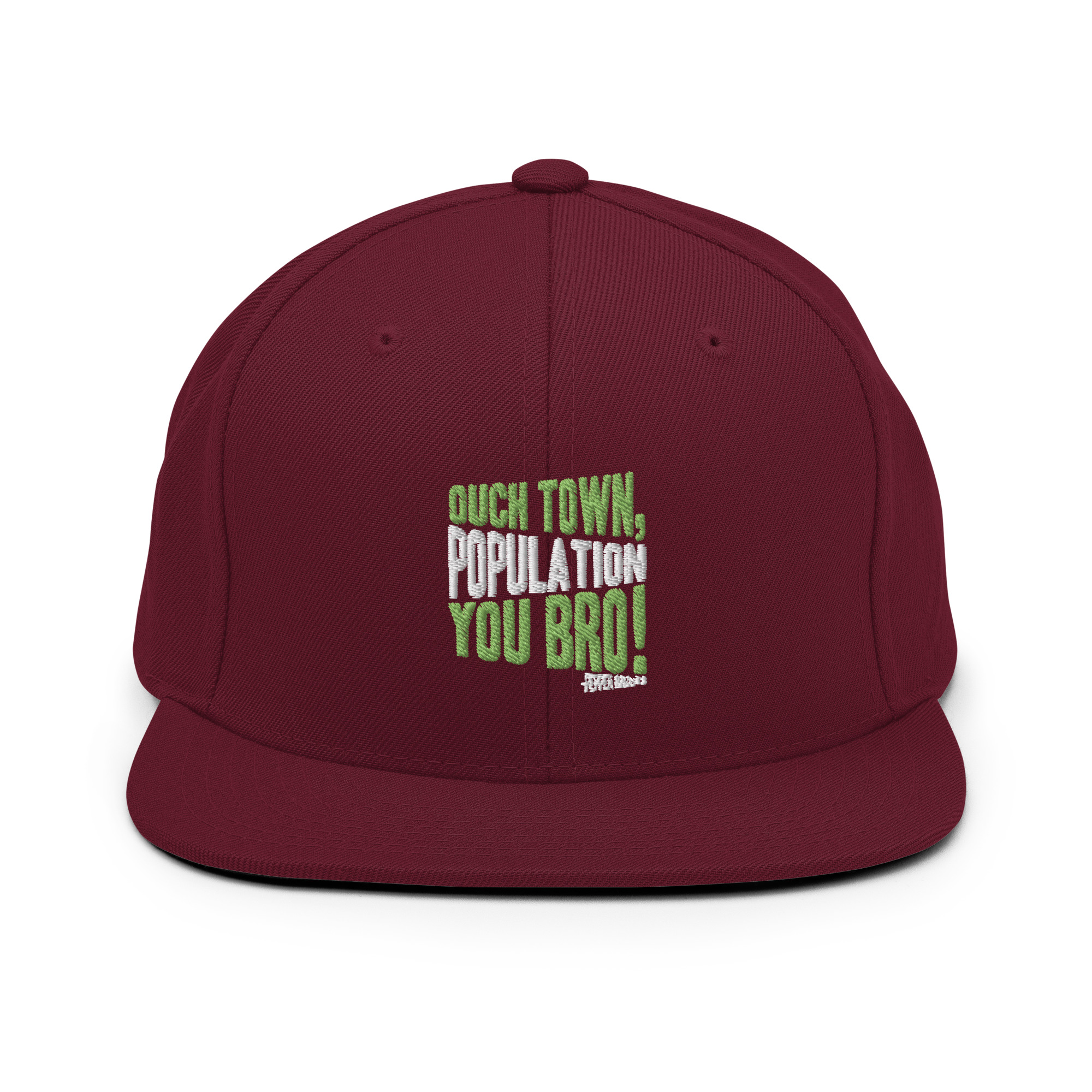 Ouch town, population you Bro! -Pepper Brooks, Dodgeball Snapback Hat - Image 7