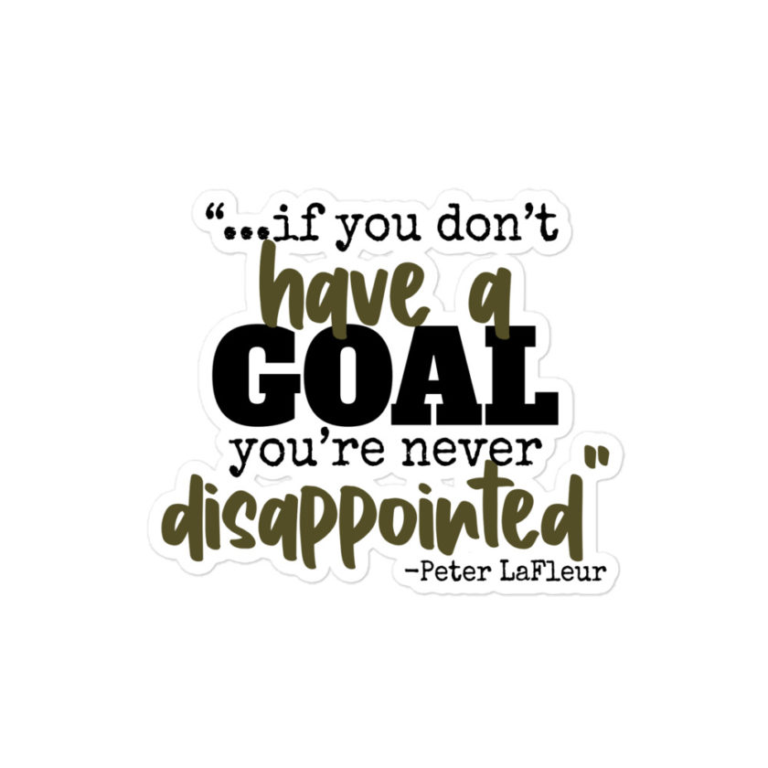 If you never have a goal you're never disappointed -Peter LaFleur, Dodgeball Bubble-free stickers