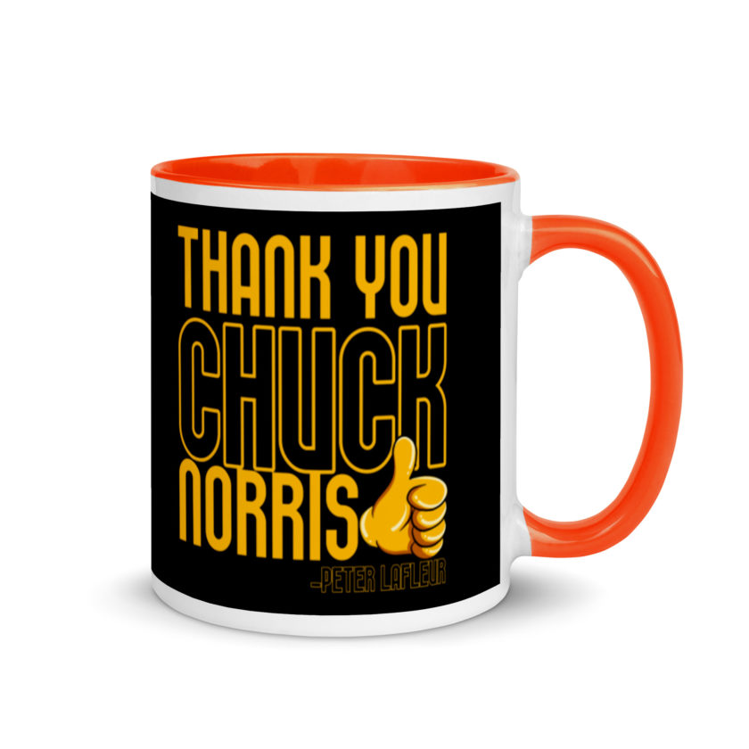 Thank you Chuck Norris. -Peter LaFleur, Dodgeball Mug with Color Inside - Image 8