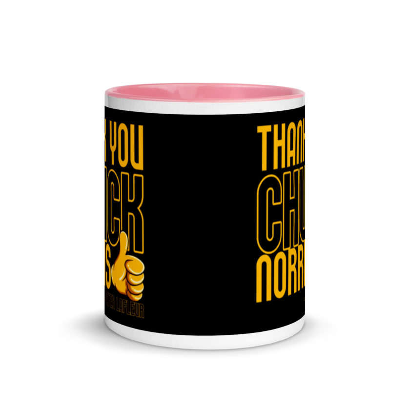 Thank you Chuck Norris. -Peter LaFleur, Dodgeball Mug with Color Inside - Image 15
