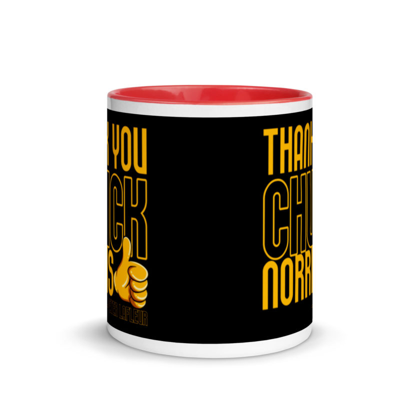 Thank you Chuck Norris. -Peter LaFleur, Dodgeball Mug with Color Inside - Image 6