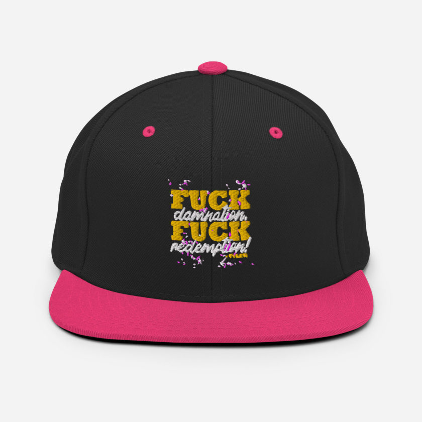 Fuck damnation, fuck redemption! -Tyler Durden, Fight Club Snapback Hat - Image 5